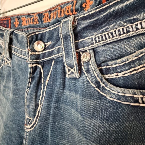 Rock Revival Distressed Blue Embroidered Back Pocket Jeans “Elena” skinny - Picture 6 of 16